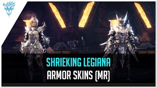 MHW Iceborne  All Shrieking Legiana Armor Skins  Male Female MR  Preview [upl. by Ardnossac]