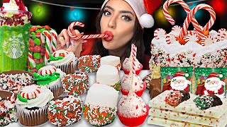 ASMR CHRISTMAS CANDY CANE CHOCOLATE SANTA STARBUCKS CAKE POP MampM PEPPERMINT DIPPED COOKIES 먹방 [upl. by Margarette]