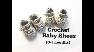 Crochet Mary Jane Shoes  crochet baby shoes 03 months [upl. by Faus]