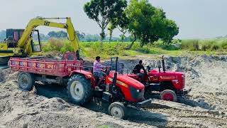 Swaraj Mahindra Sonalika Tractors Loading Sand by Jcb 3dx  Tractor Fully loaded trolley  Ep 29 [upl. by Nirik]