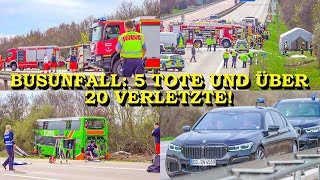 5 TOTE amp ÜBER 20 VERLETZTE  SCHWERER BUSUNFALL AUF A9  FLIXBUS KIPPT UM  GROSSEINSATZ [upl. by Stace]