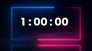 1 Hour Timer Neon Design 1h countdown with alarm [upl. by Ahsitauq]