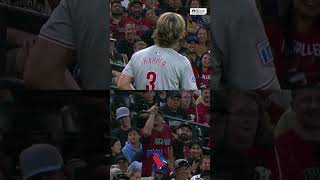 What do you think this fan was saying to Bryce Harper 👀 phillies baseball mlb [upl. by Oniluap557]