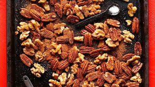 1Pan Candied Spiced Nuts  Minimalist Baker Recipes [upl. by Metzgar]