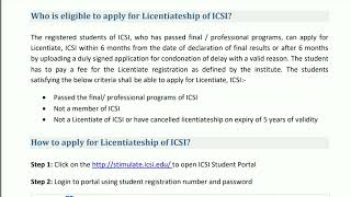 How to apply for Licentiateship of ICSI [upl. by Anaitsirc201]