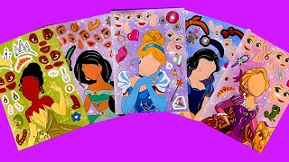 Paper DIY ディズニープリンセス ステッカー Making Disney Princess Tiana Rapunzel Snow White diy sticker book asmr [upl. by Tammany]