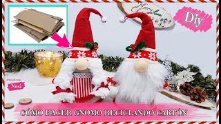 CÓMO HACER GNOMOS DE NAVIDAD CON CARTÓN RECICLAJE CREATIVO ♻ [upl. by Etnaid809]