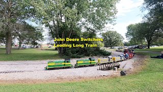 John Deere Switchers Lead Long Train  MidSouth Live Steamers [upl. by Dann]