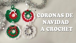 CORONAS DE NAVIDAD A CROCHET PARA ADORNAR EL ÁRBOL NAVIDEÑO [upl. by Fanchet]