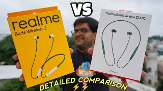 realme Buds Wireless 3 VS OnePlus Bullets Wireless Z2 ANC Neckband ⚡⚡ The Ultimate Comparison ⚡⚡ [upl. by Glanville]