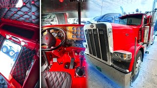 Peterbilt 389 Went From Stock To Custom Interior🥶  BRAND NEW Visor Install amp Rear panel [upl. by Karlik921]