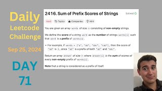 Daily LeetCode Challenge Day 71 Sum of Prefix Scores of Strings [upl. by Annibo]