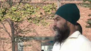 Jagmeet Singh pledges to double public transit funding for municipalities – September 7 2021 [upl. by Atinid]