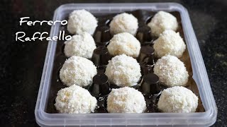 Ferrero Raffaello ChocolateHomemade Ferrero RaffaelloWhite Raffaello ChocolateSums Cooking Diary [upl. by Enaej]