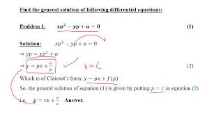 Lecture 5 Clairaut Equation [upl. by Gibby]