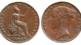 GB Victoria 1853 Farthing Coin VALUE  REVIEW  BRITTANIAR [upl. by Willin]