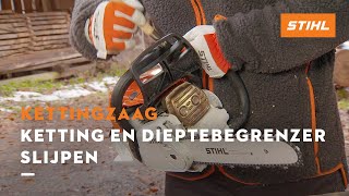 Ketting en dieptebegrenzer slijpen  STIHL Kettingzagen [upl. by Dolorita]