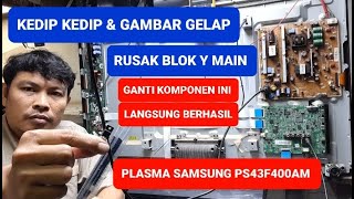 Memperbaiki tv plasma SAMSUNG PS43F400AM kedip kedip gambar gelap [upl. by Nyvets]