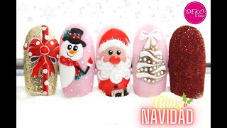 Diseño de uñas Navidad ♥ Deko Uñas  Christmas Nail art [upl. by Hochman478]