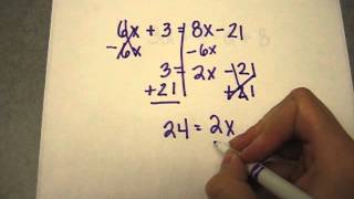 8th Grade  Solving a Math Equation with Variables on Both Sides [upl. by Robson]