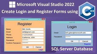 Create Login and Register Forms Using C and Visual Studio 2022 with SQL Server [upl. by Nolyaj]