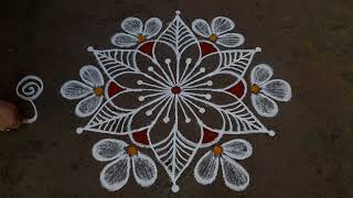 Friday special rangoli design 32dots small beautiful kolam daily muggulu Anusworld [upl. by Nylyaj13]