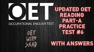 OET Reading PartA Practice Test 6 With Answers [upl. by Samoht325]