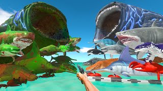 FPS Avatar Rescues Sea Monsters and Fights Green Zombie Itself  Animal Revolt Battle Simulator [upl. by Rotman]