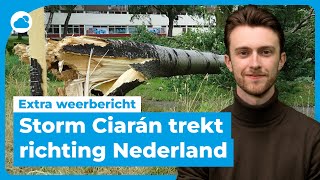 Extra weerbericht storm Ciarán zet koers richting Nederland  Code Oranje [upl. by Tatia]