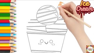 How to draw ice  cream tub for kids  draw and colour  how to draw icecream tub for kids [upl. by Ylim]