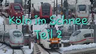 Köln im Schnee Teil 1 Köln Hbf Ausfahrt Hohenzollernbrücke [upl. by Neb]