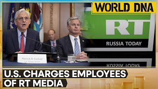 US charges two employees of Russias RT news in election interference crackdown  WION World DNA [upl. by Namwen]