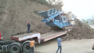 Mobile crusher plant Puzzolana Keystone infra pvt ltd Loading trailer [upl. by Anileba]