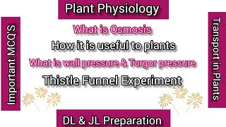 Osmosis  Plant Physiology  MCQS for JL DL amp Assistant Professor  Competitive Botany [upl. by Elisabeth]