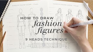 How to Draw Fashion Figures • StepbyStep Tutorial for Beginners • 9 Heads Fashion Illustration [upl. by Guinevere]