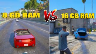 8 Gb Ram VS 16 Gb Ram  Is 8 Gb Ram Good For Gaming In 2024   GTA 5 [upl. by Peednas339]