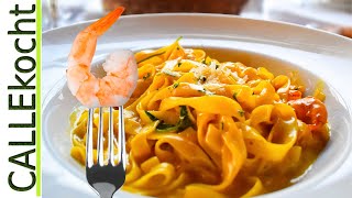 Pasta mit Garnelen in Safran  Fenchel  Sahne Besser geht es nicht [upl. by Anavi586]