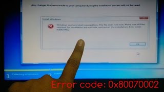 Error code 0x80070002  how to Windows installation Time Error code 0x80070002 Problem Solution [upl. by Noevad425]