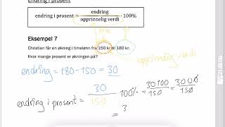 Prosentregning  Endring i prosent [upl. by Zabrine]