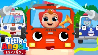 Carros de Policía bomberos y Ambulancia 🚔🚒🚑  Canción Infantil  Little Angel en Español [upl. by Marigolde]