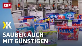 SpülTabs im Test Günstigste Tabs sorgen für sauberes Geschirr  2017  Kassensturz  SRF [upl. by Dugan]