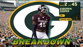 Breakdown Of NEW Packers LB Draft Selection Edgerrin Cooper [upl. by Gnad436]