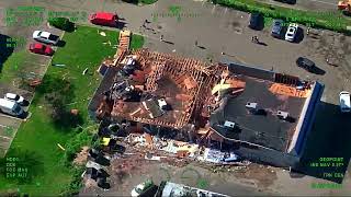 Aerial view tracks tornado destruction in Portage MI [upl. by Oned]