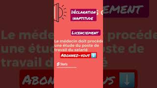 Déclaration inaptitude médecin du travail licenciement pour inaptitude droit du travail [upl. by Jules894]