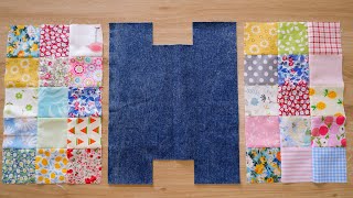 Patchwork Idea to use up your scrap and old jeans fabric together [upl. by Leopoldeen158]