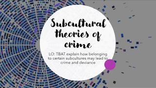 Lesson 7  Subcultural theories of crime [upl. by Etterual796]