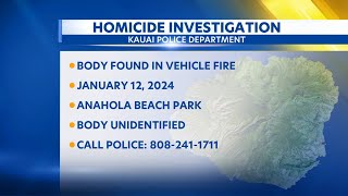 KPD opens homicide investigation after body found in burning car at Anahola Beach [upl. by Charin]