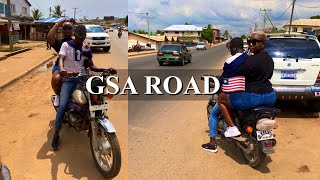 BantsWithBanti WALKING DOWN GSA ROAD IN LIBERIA ANGLERS BAR AND RESTAURANT 2021 TRAVEL VLOG🇱🇷 [upl. by Lorn713]