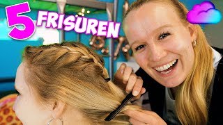 5 FRISUREN Back to School  coole HAIRSTYLES FÜR MITTELLANGES HAAR mit Nina amp Kathi  Frisör spielen [upl. by Sewole699]