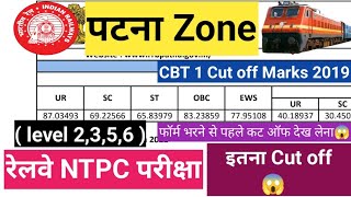 Railway 🚂NTPC 2019  Patna Zone  Cutoff marks Cbt 1  Rrb ntpc cut off Marks 2019 [upl. by Kalindi]